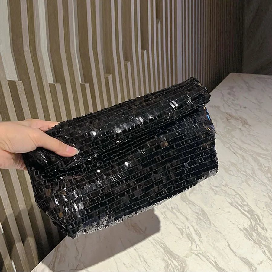 Women Envelope clutch bag Fashion shiny Sequins ladies Clutches Party lady evening bags handbag