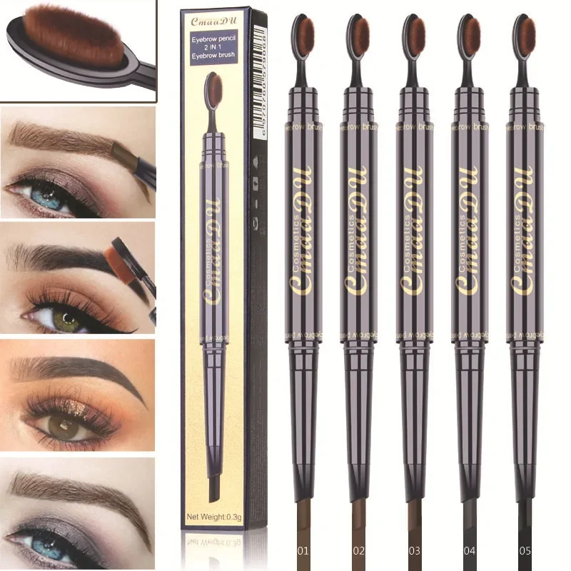 Wasserdichter Augenbrauenstift, 2-in-1, langlebig, natürliches Make-up, lichtbeständiger Stift, schweißfest, mit Zahnbürstenkopf, Bürste