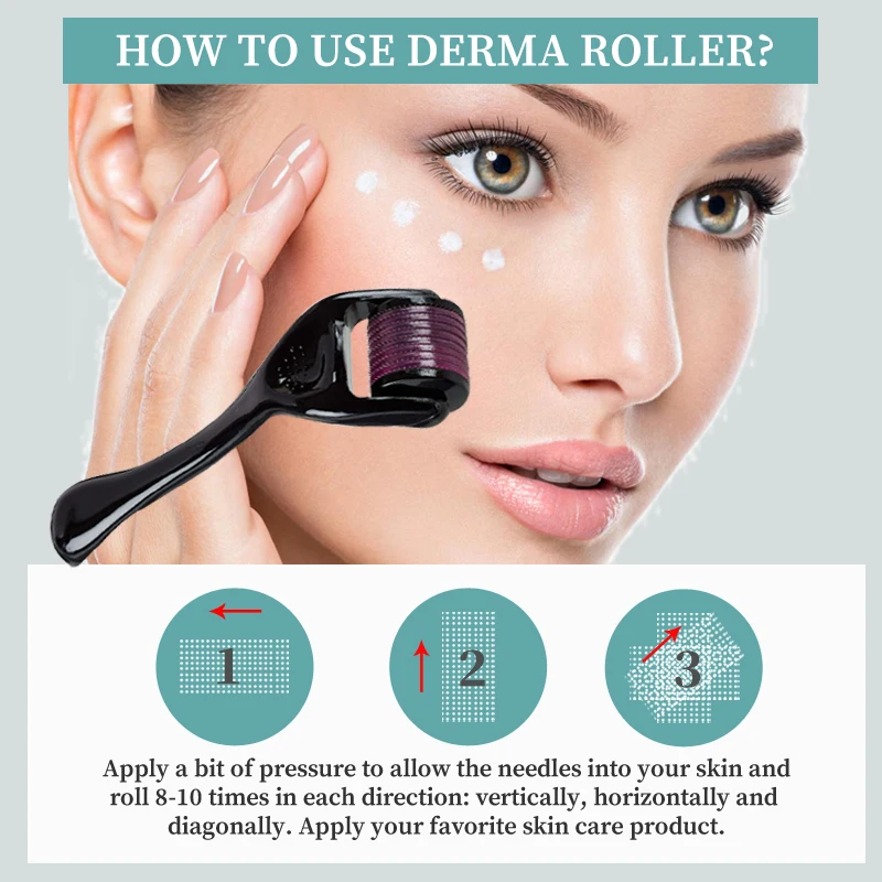 Derma Roller-Rodillo de titanio para el crecimiento del cabello y la barba, rodillo de tratamiento para el cuidado de la piel de la cara, antiacné,