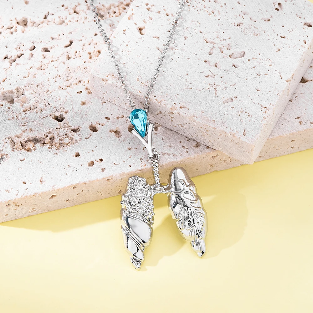 Anatomy Medicine Lung Pendant Necklace Fashion Organ Necklace for Doctor Nurse Friend Jewelry Gift