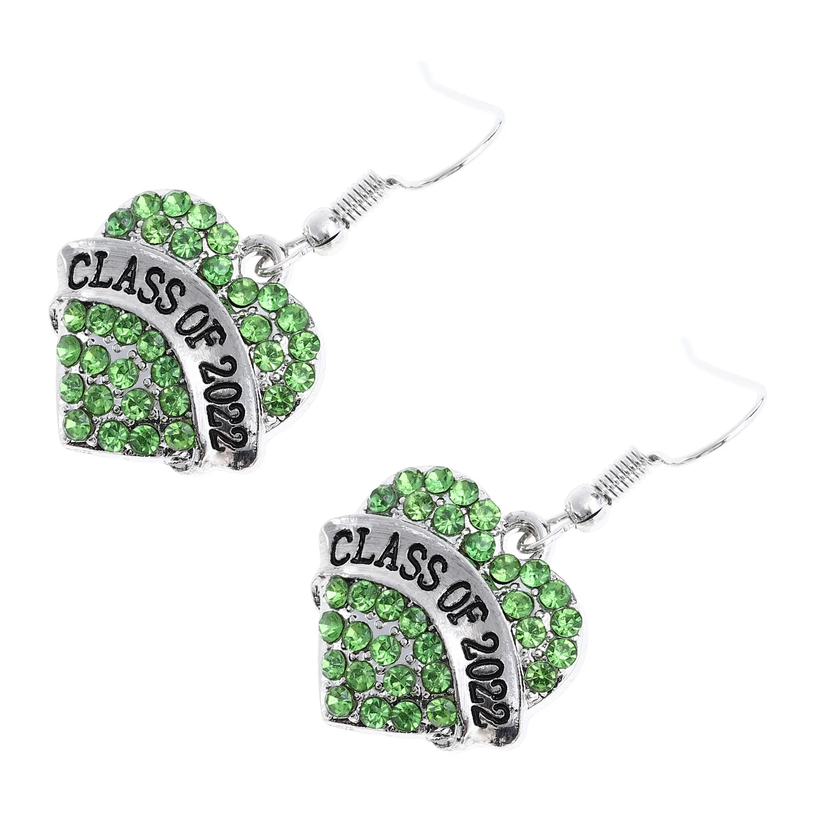 1Pair Graduation Heart Earrings Rhinestone Crystal Studs Elegant Party Jewelry Gift for Classmates 2022 Graduation Accessory