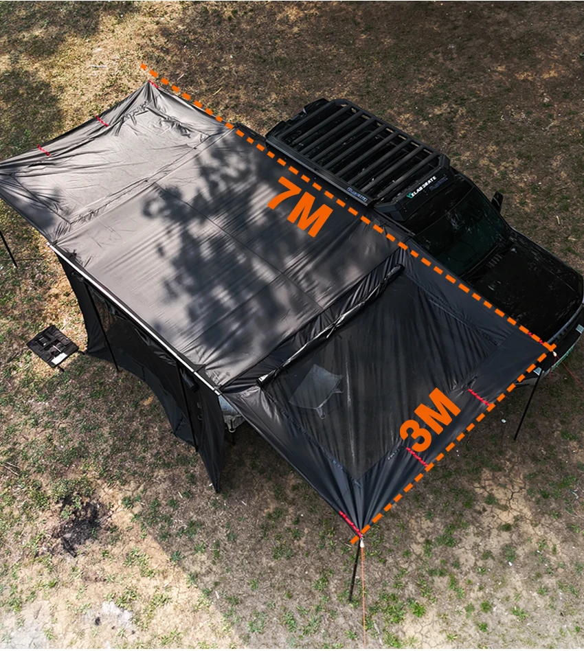 مظلة شمسية ذات غلاف صلب من سبائك الألومنيوم تتفتح مساحة مكونة من 9 أمتار مربعة، تتميز بإضاءة وحماية من المطر وحماية من الشمس. #5