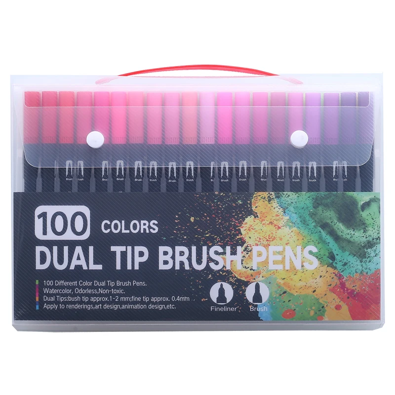 Imagem -02 - Canetas Dual Tip Art Marker Canetas Aquarela Desenho Pintura Colorir Manga Cores 24 36 48 60 72 100 Pcs