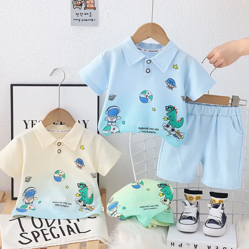 

Summer Children Boys Clothing Kids Cartoon Dinosaur T-Shirt Shorts 2Pcs/Set Toddler Sport Suits Kids Cotton Tracksuits 0-5 Years