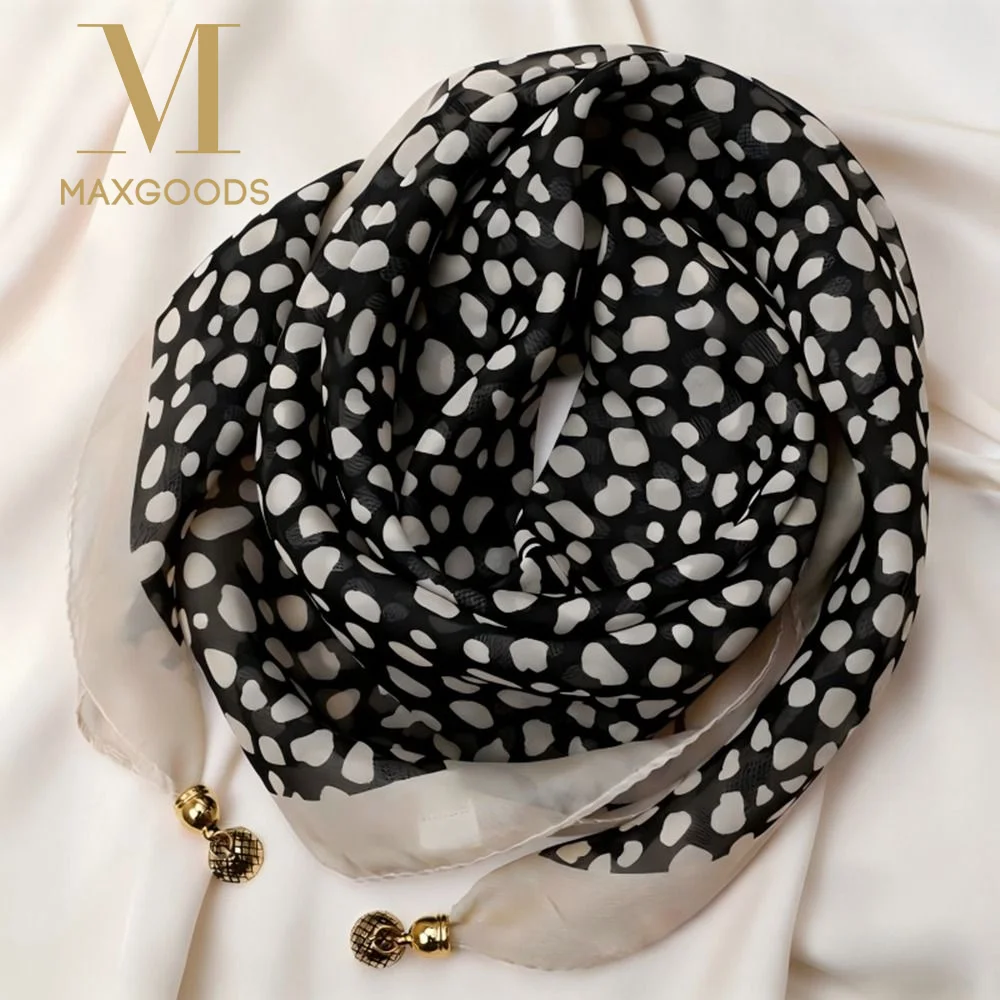 

Fashion Magnetic Buckle Women's Neck Scarf Chiffon Korean Style Square Scarf Small Luxury Headscarves Spring