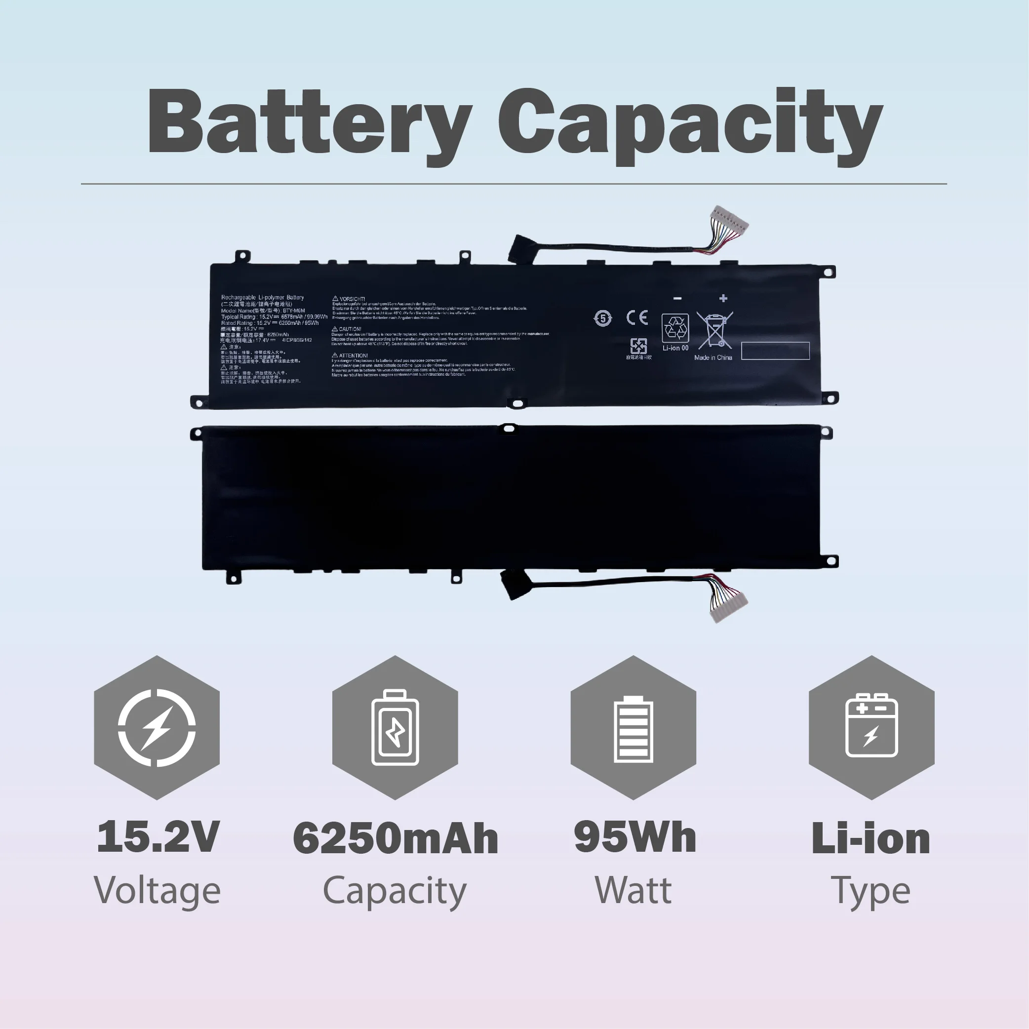 BTY-M6M New Battery Replacement for MSI GS66 Stealth 10SD 10SE GE76 Raider 10SF 10SFS 10SGS GE66 Raider 10UE 10UG 10UH 11UE 11UG