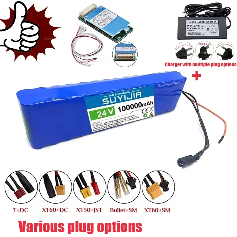 24v Lithium Battery 7S4P 29.4v 100Ah 18650 Electric Scooter Electric Seat BMS Power Supply + 29.4v 2A Charger