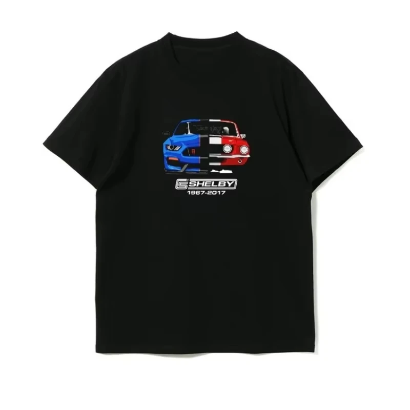 

Summer Modified Car Short Sleeve Mustang Shellby Fashion Casual High Quality Breathable Crew-neck Printed T-shirt Men Clothing