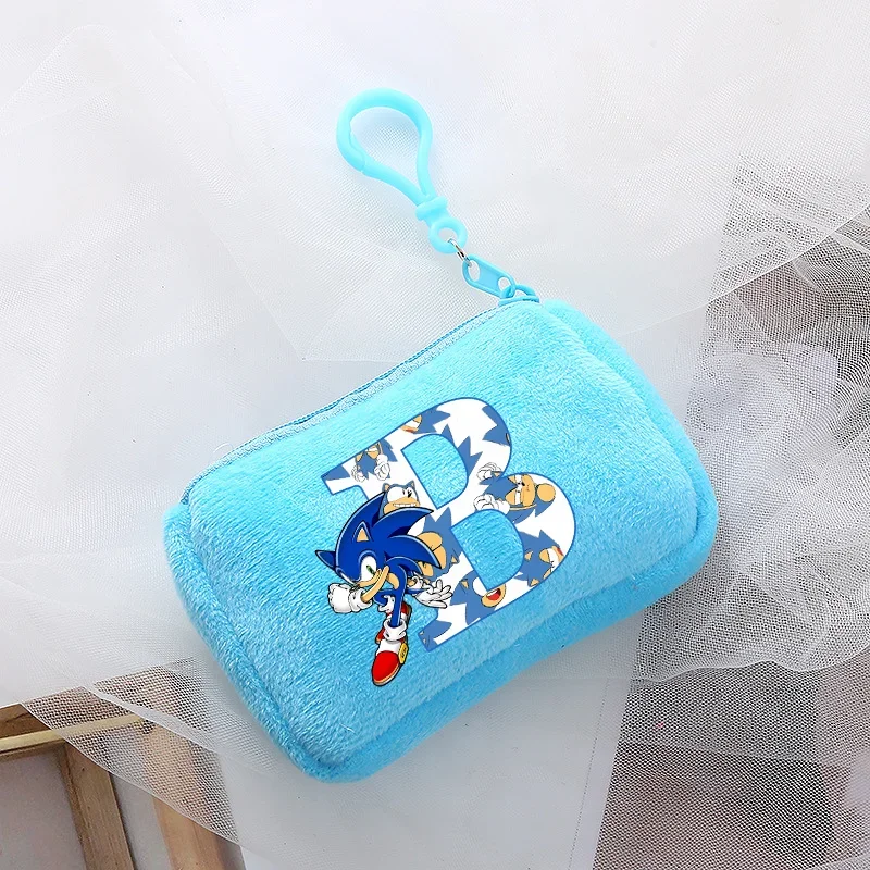 Sonics Boys Girls Plush Coin Purse Cute Game Figure Printed Portable Wallet Letter Mini ID Card Storage Bag Child Birthday Gifts