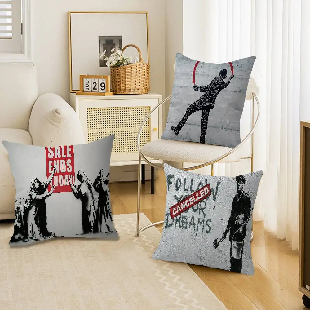 Banksy Graffiti Game Film Pillow Cushion Cover Pillowcase Living Room Sofa Home Decor Customized