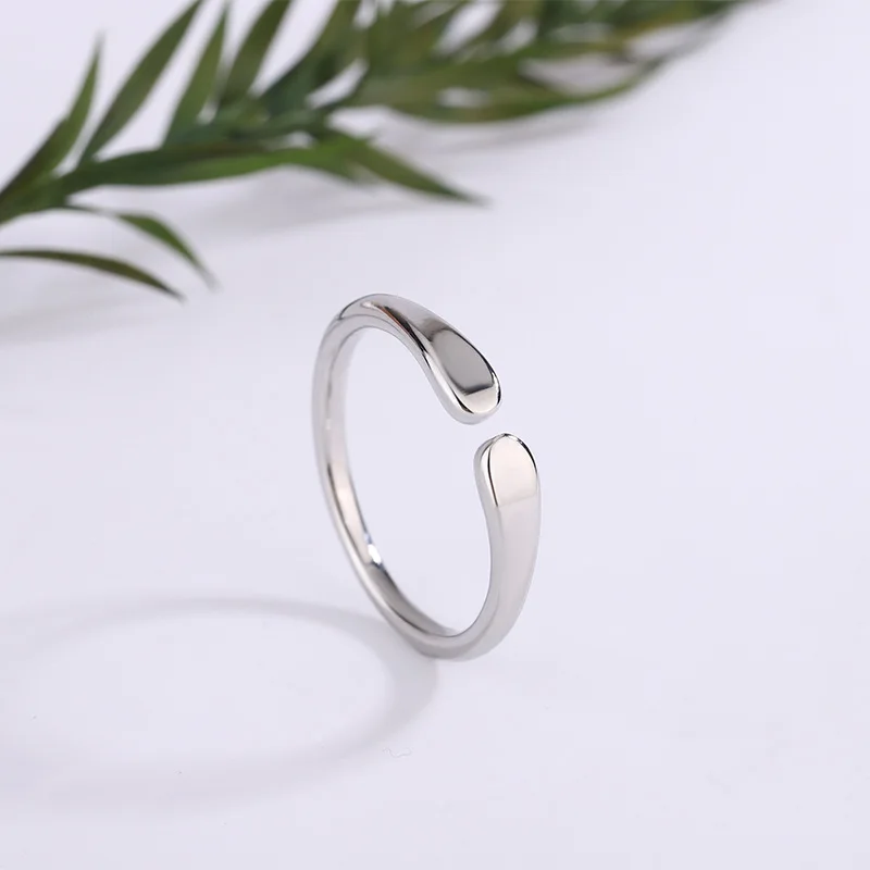 925 Sterling Silver Smooth Surface Simple Adjustable Rings For Women Engagement Wedding Jewelry Accessories Wholesale Argent 925