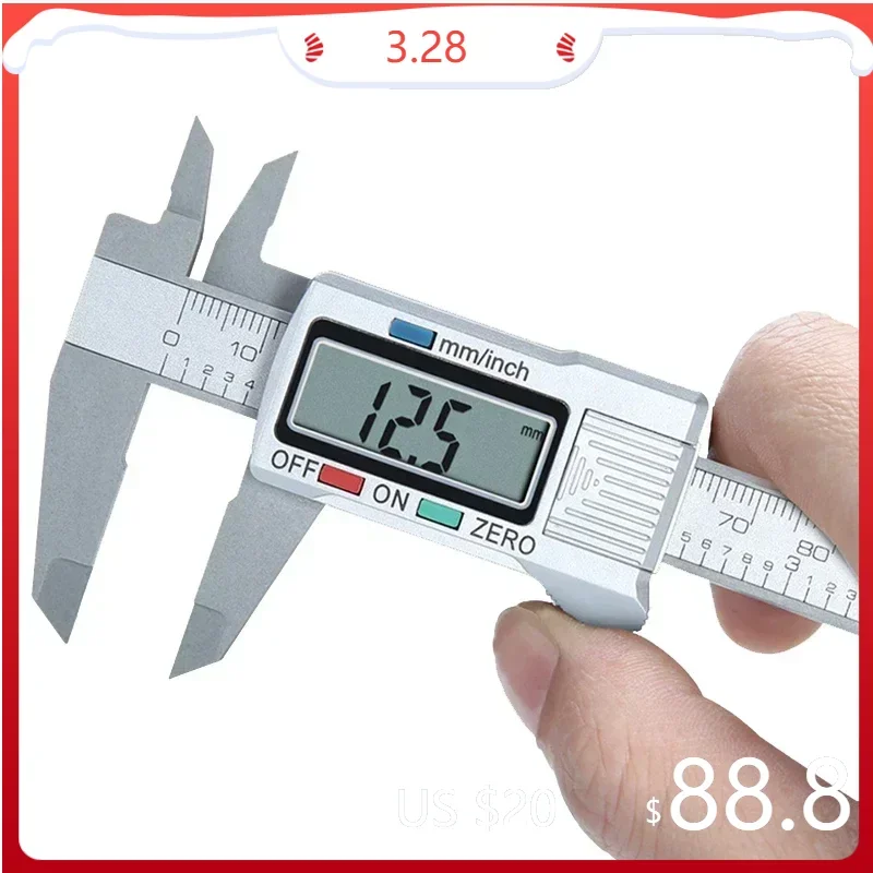 

Electronic Digital Caliper Carbon Fiber Dial Vernier Caliper Gauge Micrometer Measuring Tool Digital Ruler 150mm 100mm