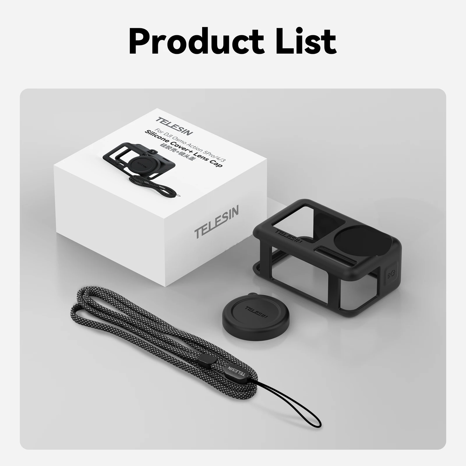 TELESIN Silicone Protective Case for DJI OSMO Action 5 Pro 4 3 Accessories Lens Cover Lanyard Action Camera Accessories - Image 6
