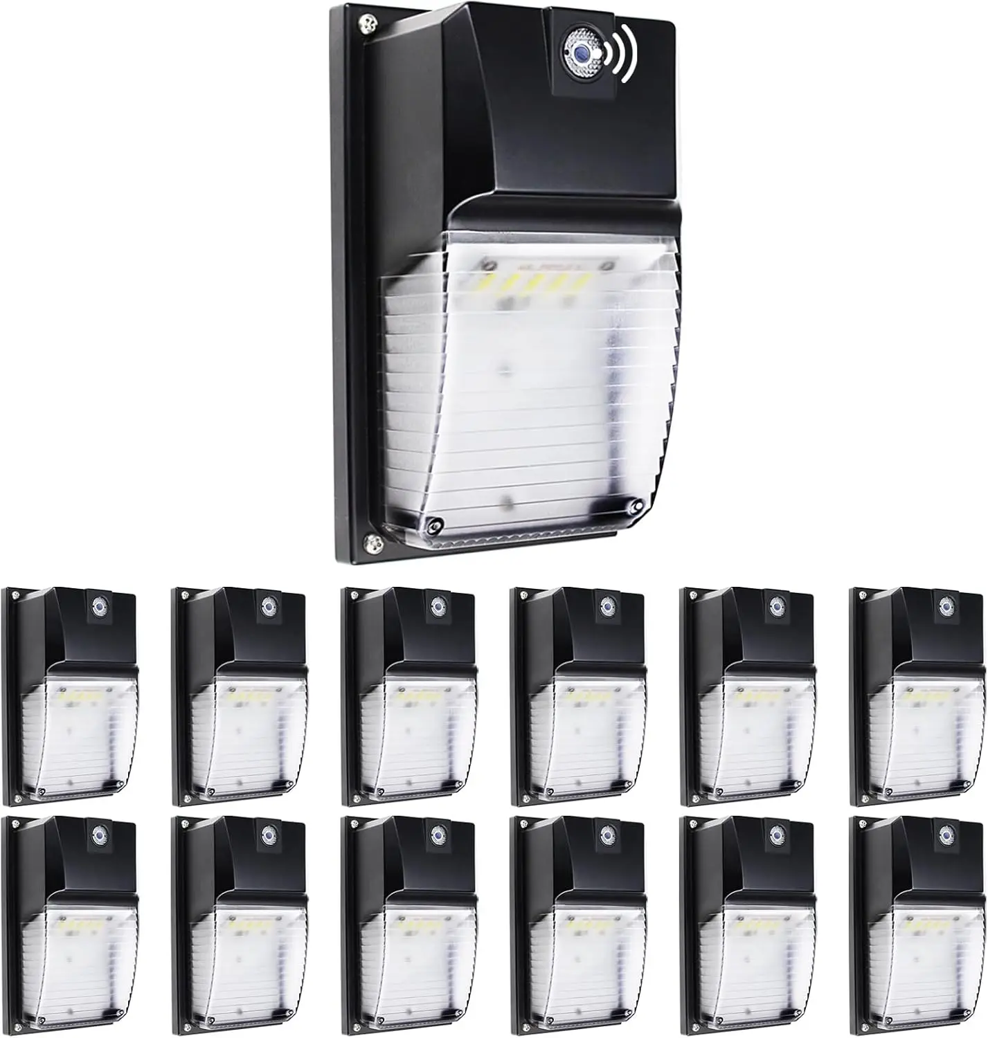 12 Pack LED Wall Lights with Dusk to Dawn Photocell Sensor,1980LM 5000K Wall Pack Light Fixture 18W (=60-100W HPS/HID)