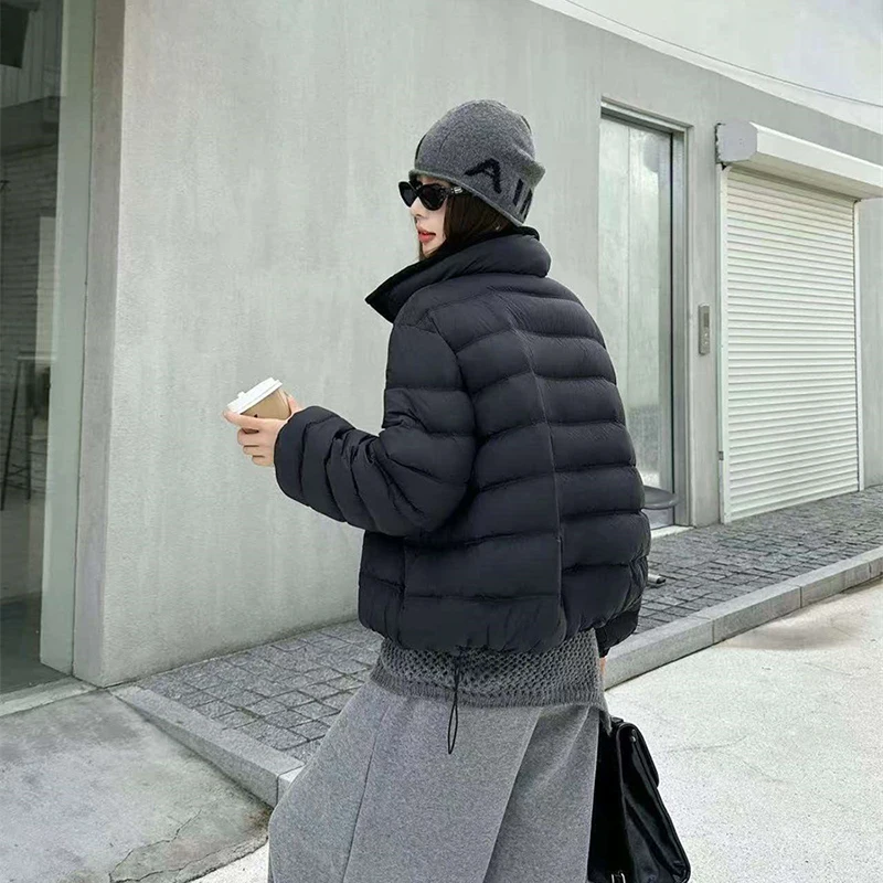 Winter Stand Collar Color Blocking Down Jacket Female Thick Warm Cold Proof Jacket Women White Duck Down Fluffy Zipper Outwears