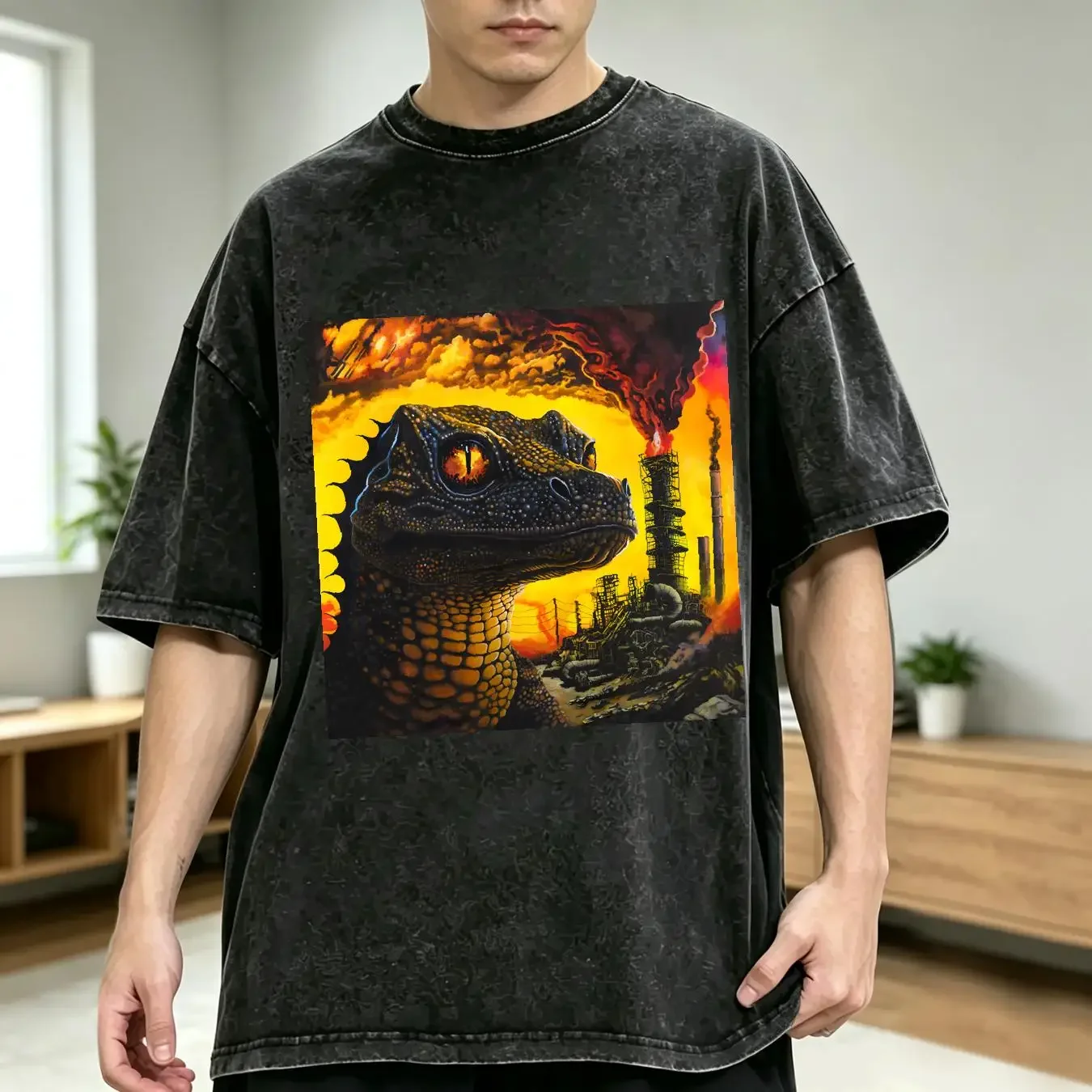 washed T Shirt KING GIZZARD AND THE LIZARD WIZARD PETRODRAGONIC APOCALYPSE Cotton vintage Washed designer clothes graphic