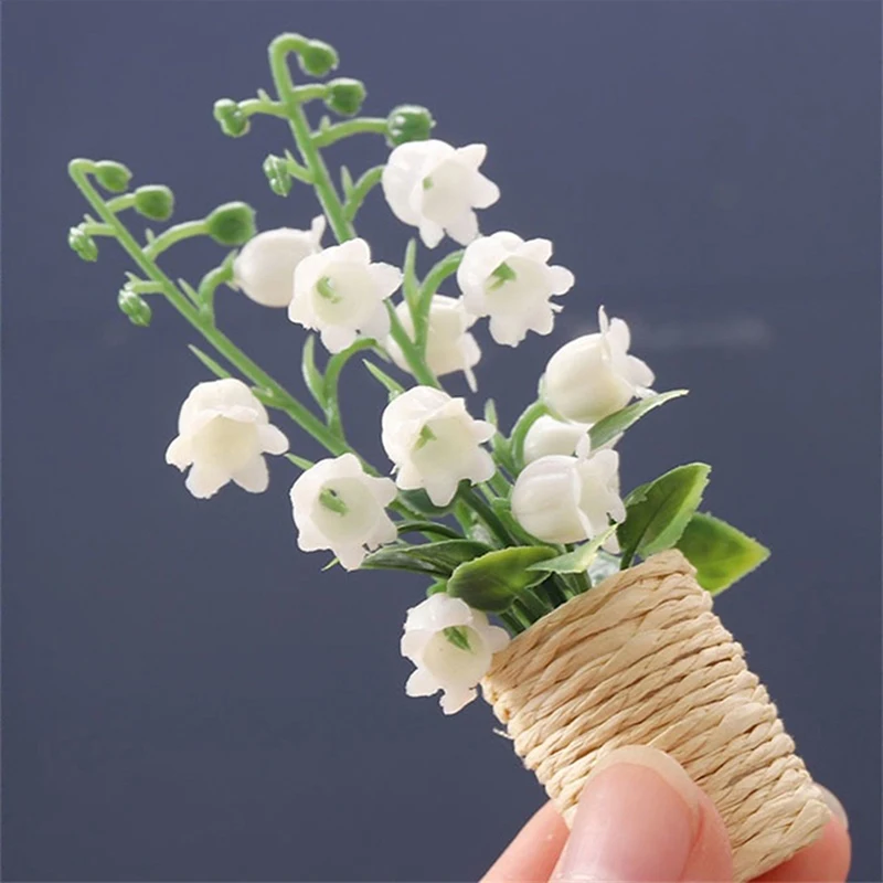 1:12 Dollhouse Miniature Plant Hyacinths Potted Plant Flower Bonsai Model Home Garden Living Scene Decor Toy