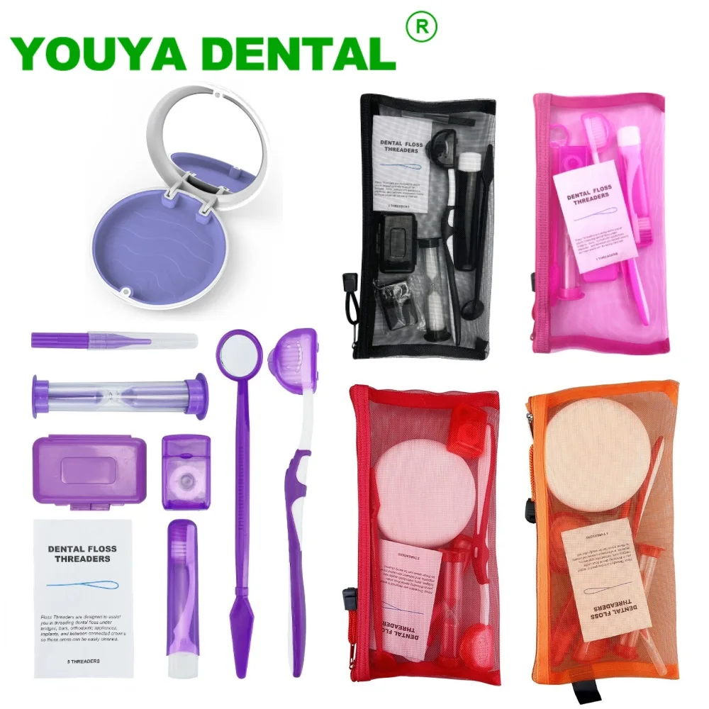 Dental Retainer Case Oral Care Orthodontic Cleaning Teeth Whitening Tools Ortho Toothbrush Floss Thread Portable Travel Kit