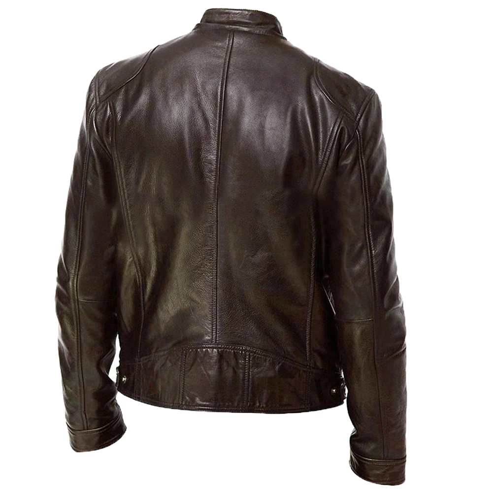 new 2022 Autumn Men Fashion Motorcycle Leather Jacket fit Coat Casual Zipper jacket