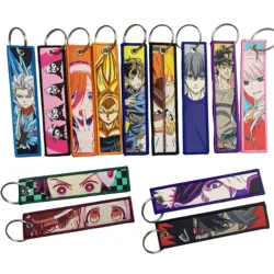 Anime Lanyard Embroidery Jet Key Tag Key chain Manga Chaveiro Pendant Cartoon Keychains  Accessories For bag Key ring wholesale