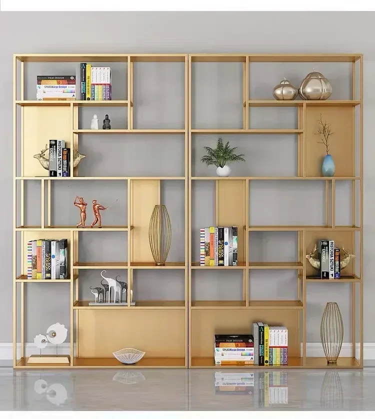 

AAYh Nordic Wrought Iron Shelf Light Luxury Storage Decorative Shelf Living Room Bookshelf Floor Display Rack
