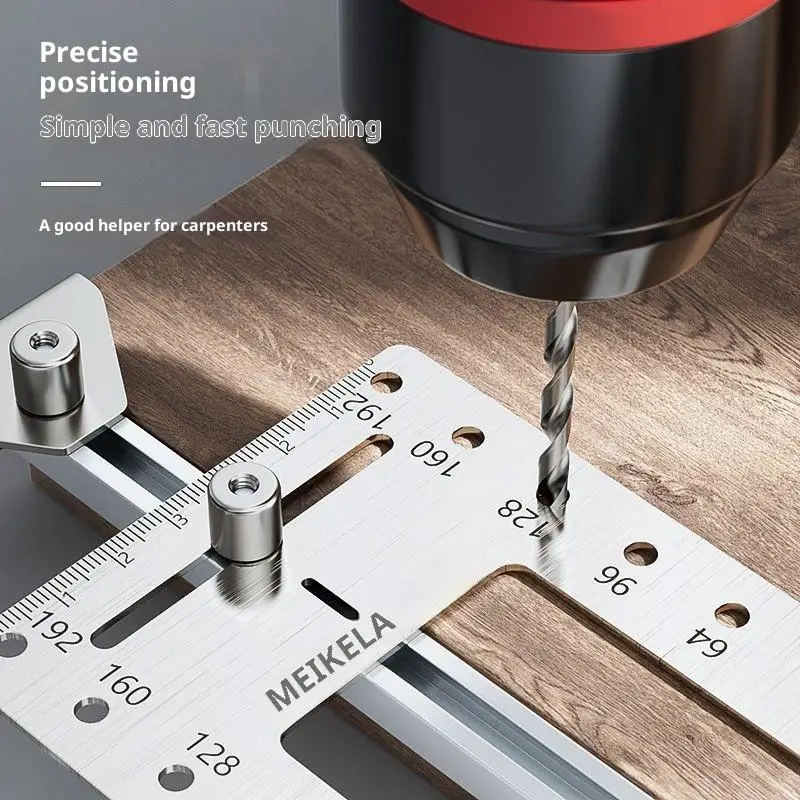 1Pc Boring Hole Locator Door Knob Installation Jig Adjustable Stainless Steel Punch Locator Portable Woodworking Accessories