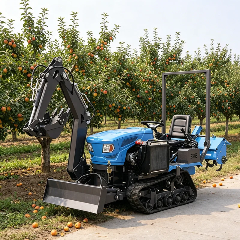 Customized Multifunctional Crawler Rotary Tiller, 35 HP Cultivator, High Horsepower Plowing Machine,