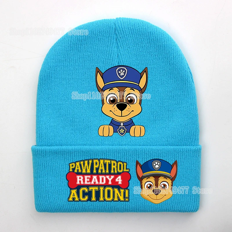 PAW Patrol Children's Knitted Hat Anime Cartoon Cute Print Kallan Holley Marshall Winter Warm Hoodies Outdoor Wool Hats gift