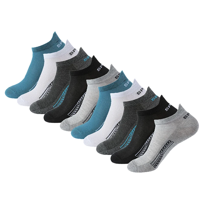 10 Pairs Cotton Men\'s Short Socks Crew Ankle High Quality Breathable Mesh Sports Casual Women Summer Low-Cut Thin Sock for Male