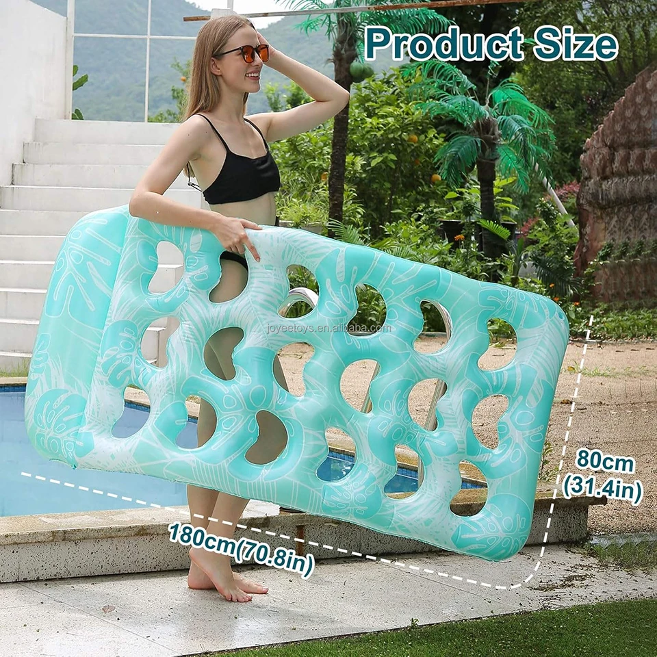 PVC Aufblasbare Schwimminsel für Erwachsene, 180*90CM Lange Hohlluftmatratze für Wasser, Schwimmbad, Strand & See, Entspannungs-Schwimmbett FY-3 – Detail 9