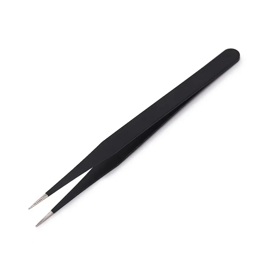Zwart roestvrijstalen nagelkunstpincet Precisiegereedschap met hoek en rechte tips voor wimperextensions Steentjes Glitter