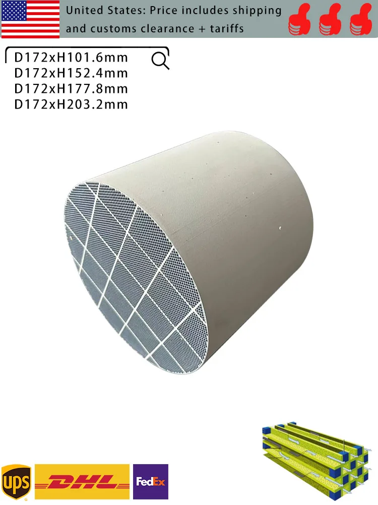 Wkład filtra cząstek stałych (DPF) z SiC, 172 mm, wysokowydajny katalizator do układu wydechowego, ekologiczny. — 2