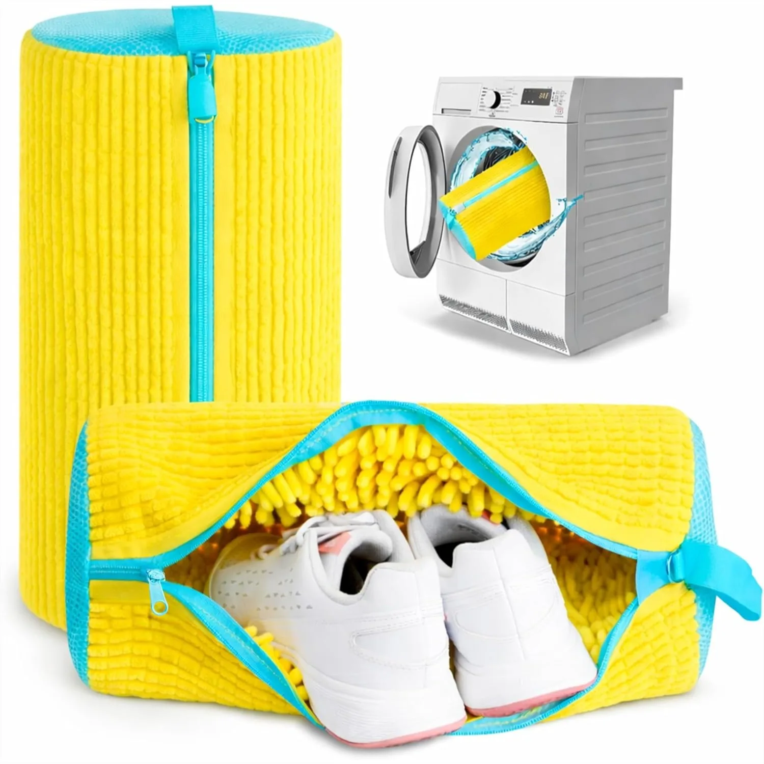 

Laundry Shoe Bag 2 Pack for Washer and Dryer, Reusable Mesh Sneaker Washing Bag with Self-Locking Zipper, Yellow