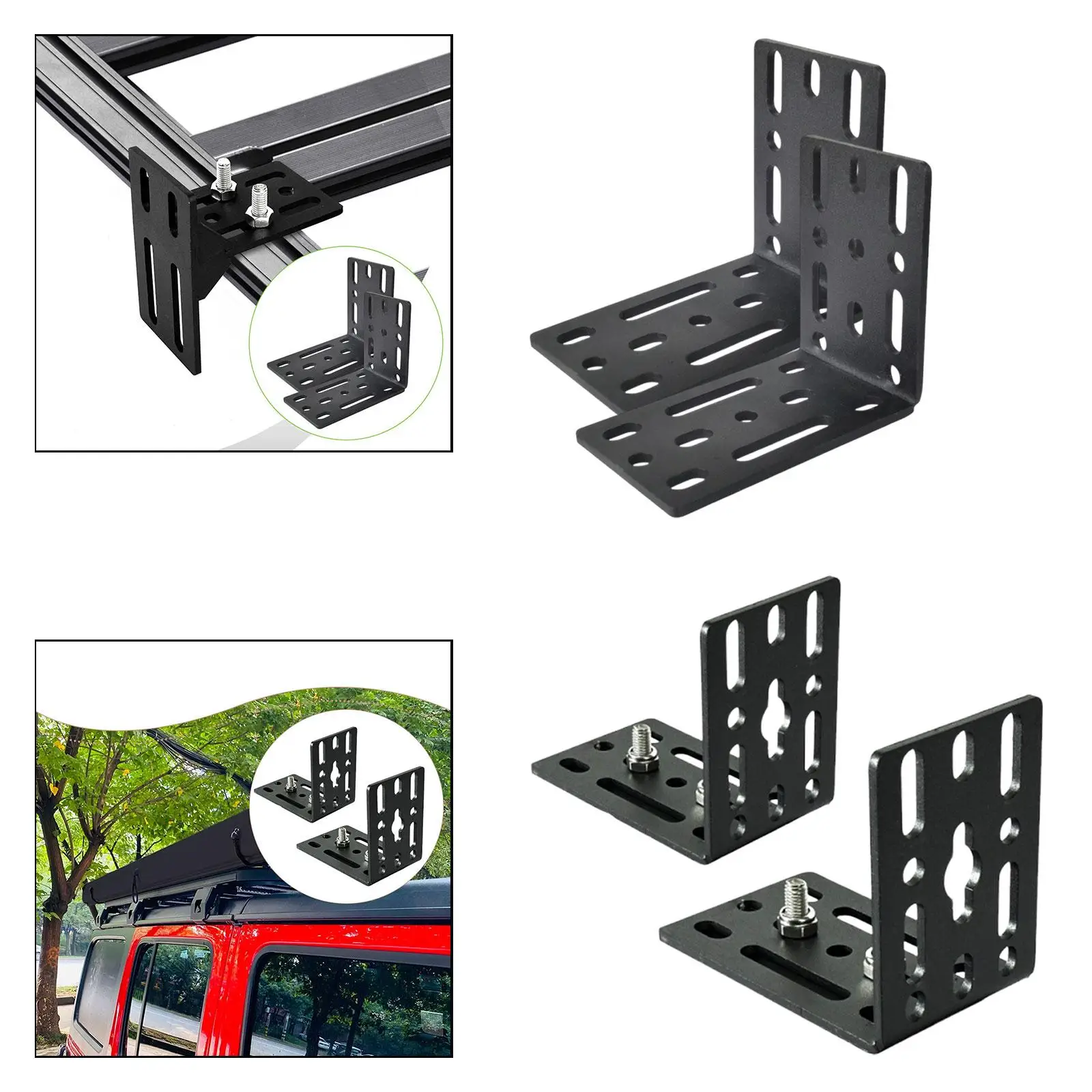 Roof Rack Cross Bar Awning Bracket Kit Heavy Duty Steel L Shape Holder for Awning for Car Fabric Shell