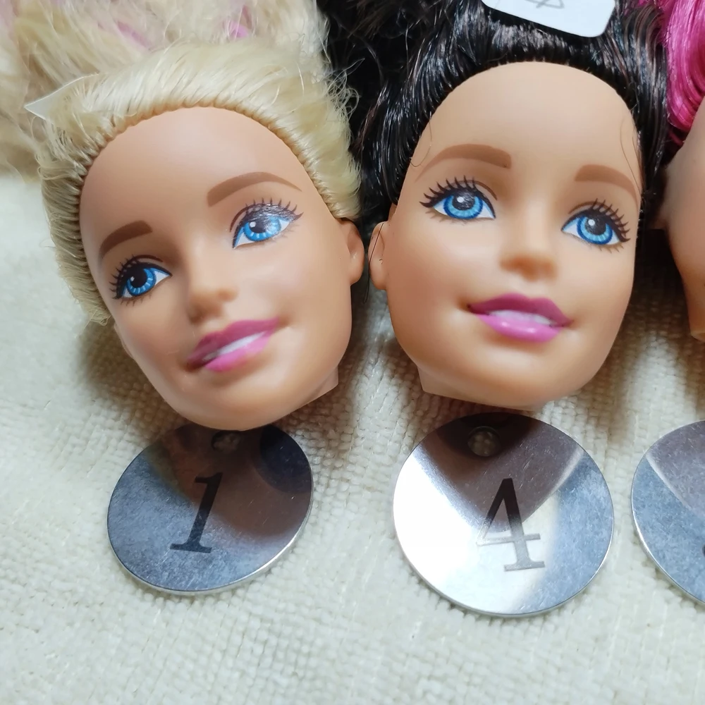 B20-23 Original Foreign Trade European Beauty1/6 OOAK NUDE Doll Head Mussed White Curly Hair for DIY Soft PVC Head  90%NEW B