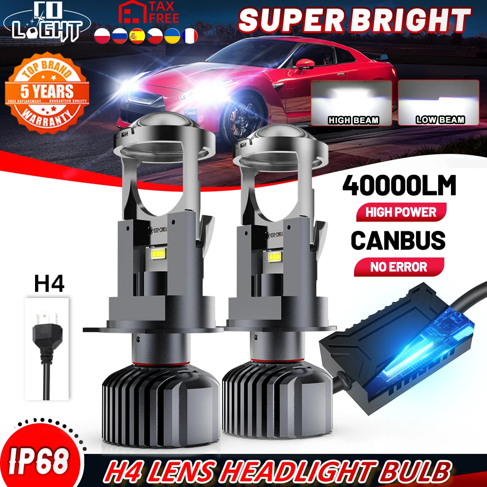 

CO LIGHT New Auto Lamp 40000LM H4 LED Mini Projector Lens Car Headlight Auto Bulb High Low Beam 12V 24V for Motorcycle Car 6000K