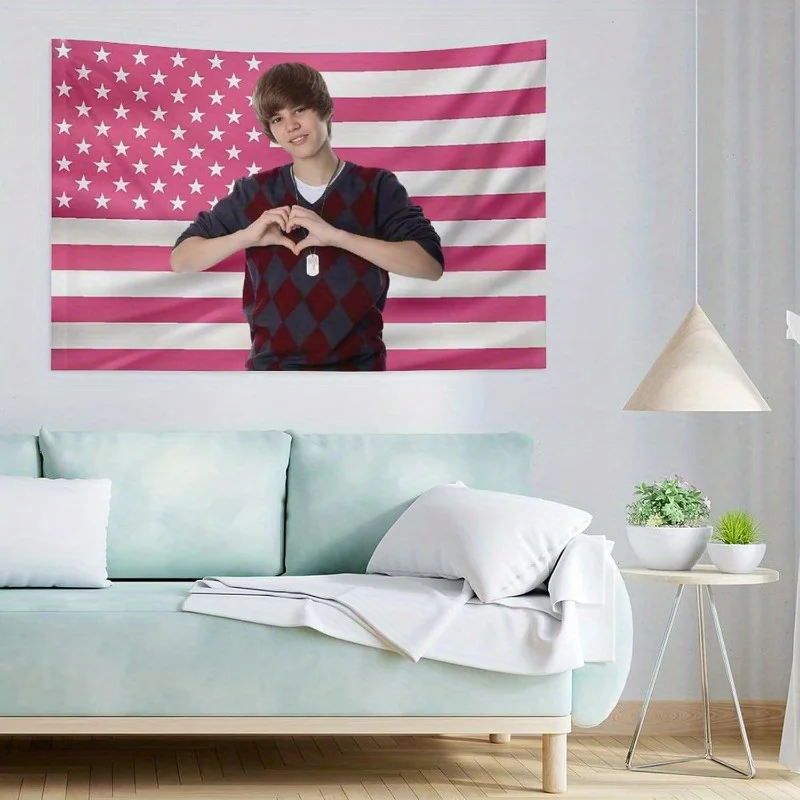 J-Justin B-Bieber Patriotic American Flag Outdoor Decor Decoration Garage Flags Advertising Decorative Home Objects Barber Shop