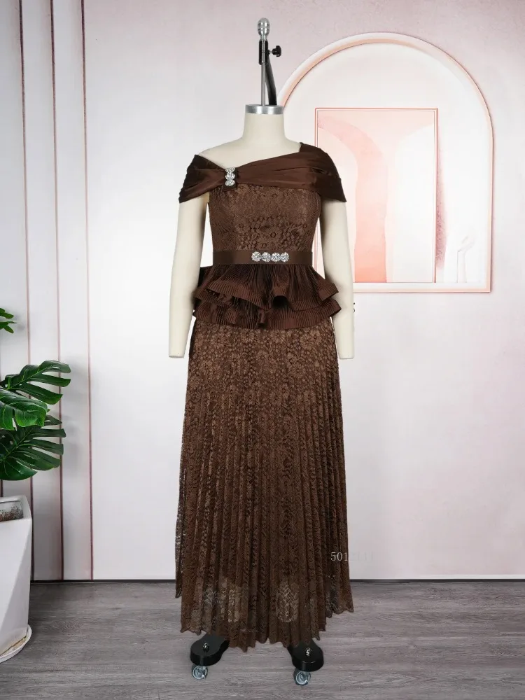 

Wedding Party Dresses For Women Elegant Lace Pleated Long Dress 2026 Spring Summer Clothing Dubai African Kaftan Maxi Robe Abaya