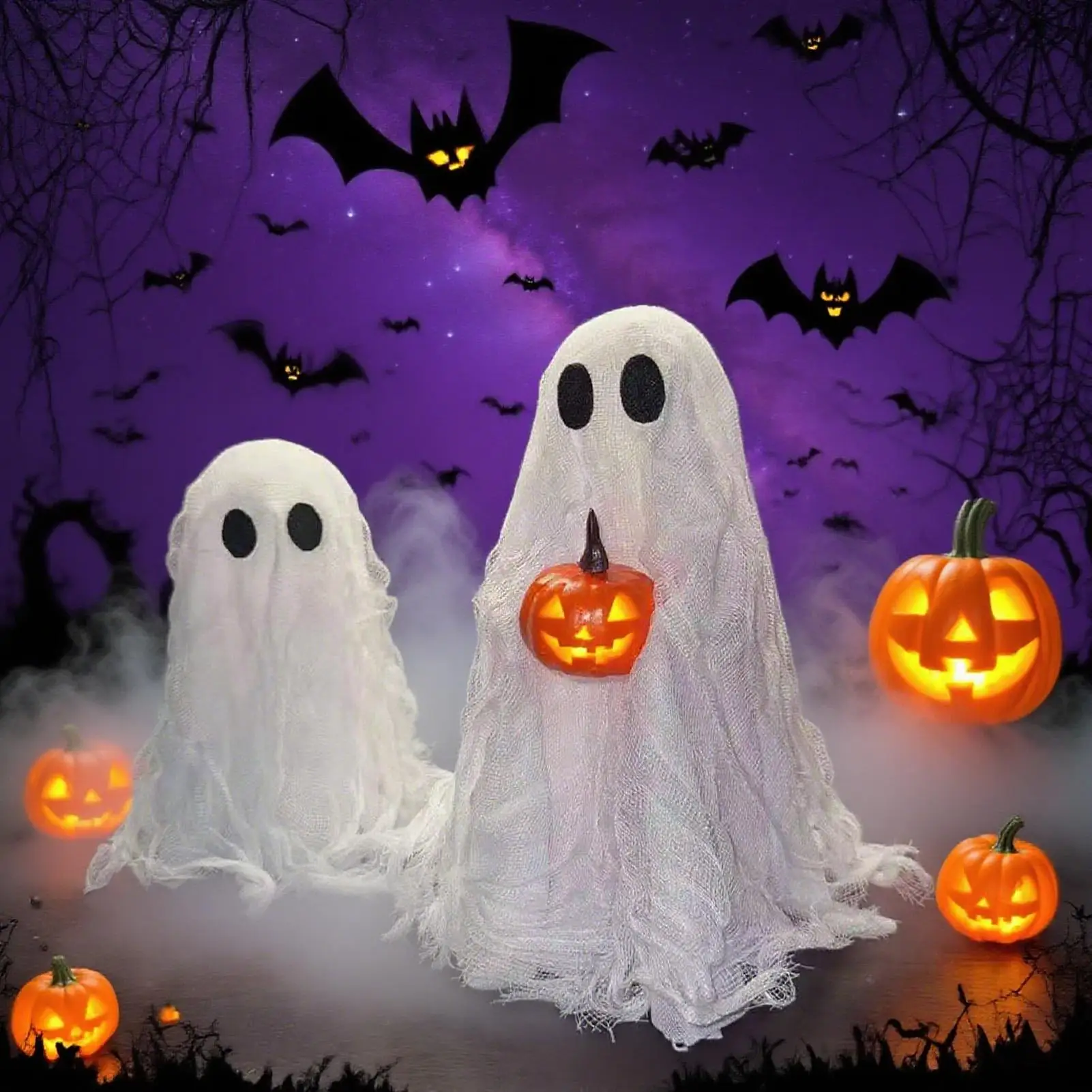 

2 шт., украшения с призраками на Хэллоуин, украшение для стола с призраком на Хэллоуин, фигурка призрака на Хэллоуин для улицы, вечеринки в саду в помещении