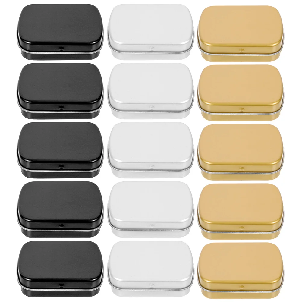 

15pcs Mini Tin Box 60x45x15mm Hinge Silver Black Gold Candy Container Metal Lid Small Storage Boxes Empty Organizer Travel