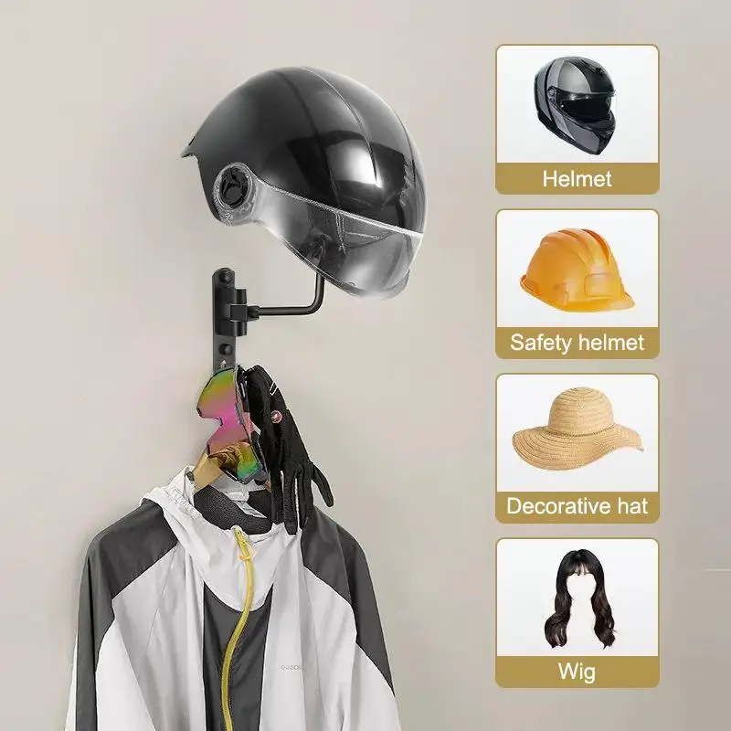 

Multi Unctional Helmet Holder 180° Rotatable Motorcycle Helmet Moto Accessories Claw Hook Wall Mounted For Hanging Hat Jacket