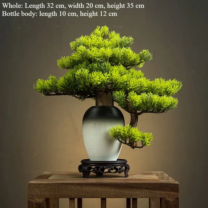 Living room vase simulation welcome pine green plant landscape decoration simulation tree indoor potted porch desktop decoration