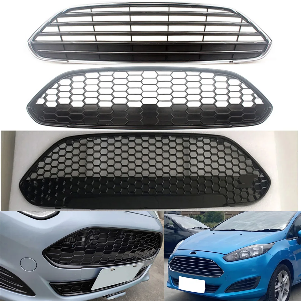 

Upper &Lower ST Honeycomb Style Kidney Radiator Grilles For Ford Fiesta 2013 2014 2015 2016 2017