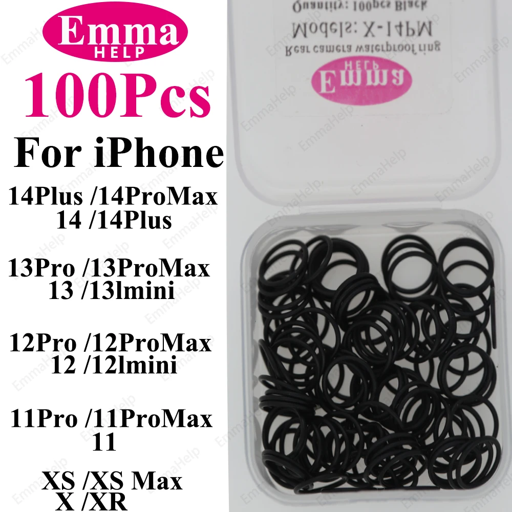 100pcs Waterproof Seal Back Rear Camera Lens Slot Rubber Ring Circle For iPhone X XR XS 11 12 13 mini 14 Pro Max Repair Parts