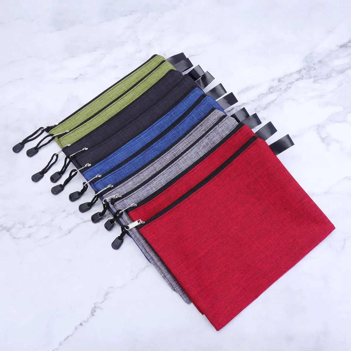 

10Pcs Zipper Bag Oxford Cloth Waterproof File Pouch Portable Stationery Organizer for Office School Supplies Storage A5 Random