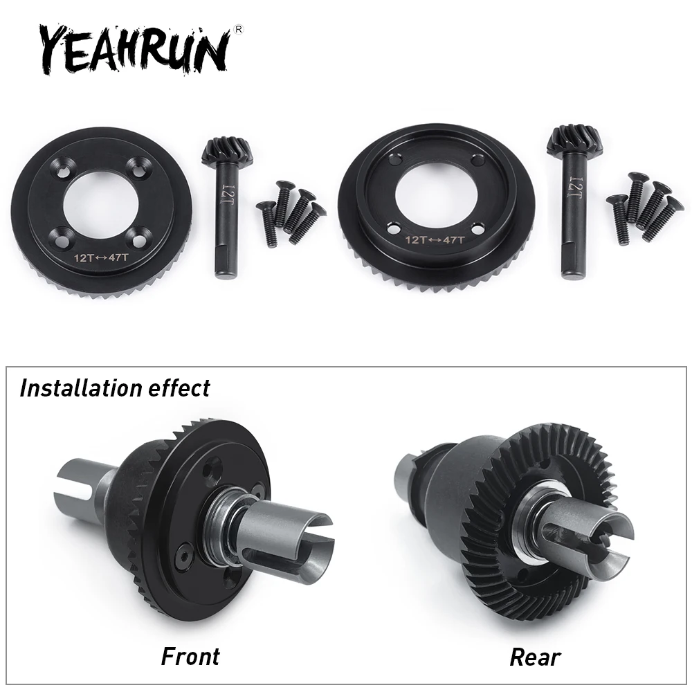 YEAHRUN Steel 47T + 12T ingranaggio differenziale anteriore posteriore per 1/8 8IGHT-T 4 x4 Nitro Truggy RTR RC Buggy Car Truck Model Upgrade Parts