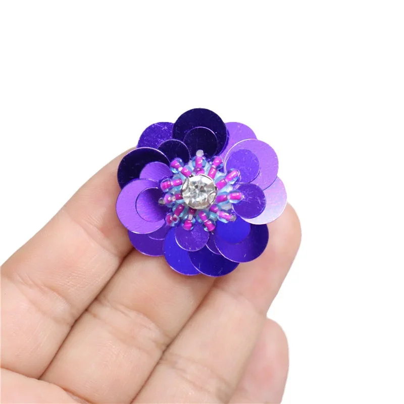 10 Pieces Small 3CM Sequins Flower Patches DIY Appliques for Bridal Wedding Dress Clothes DIY Decoration Applique