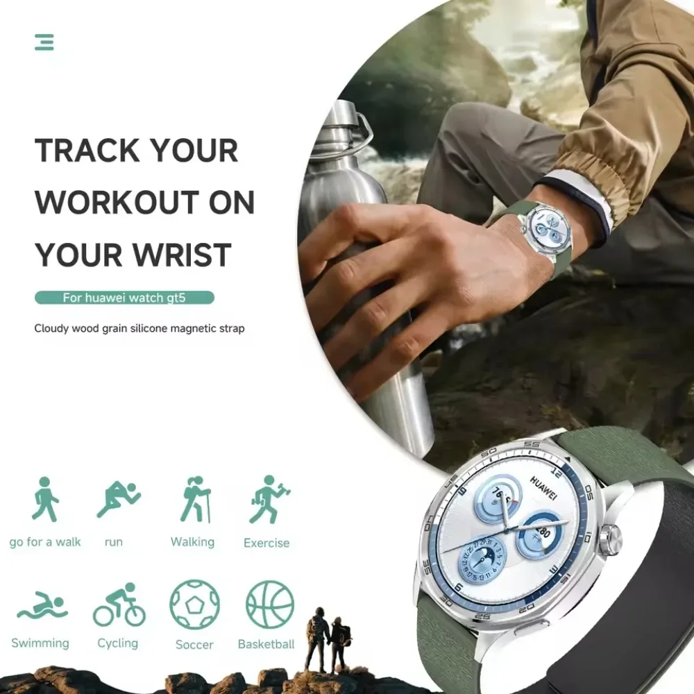20/22mm Magnetic Silicone Strap for Huawei Watch GT Runner 2 Ultimate 2 GT7 GT6-5-4 46mm Wristband Amazfit Balance 3 2 Bip 6 Max