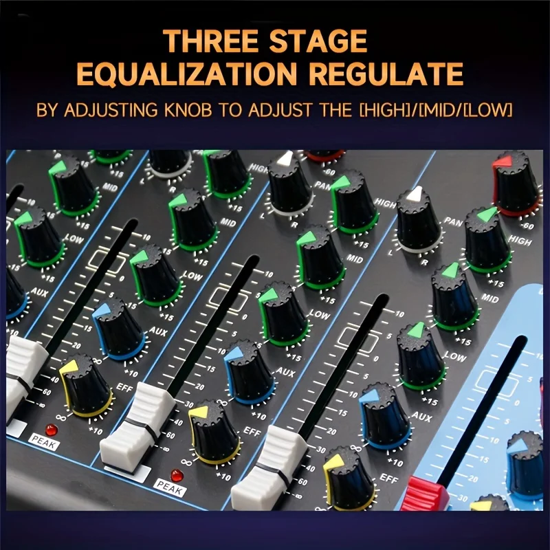 F7 Professional 7 Channel Blue Tooth Live Studio Stereo Audio Mixer Sound Mixing DJ USB Console for Recording
