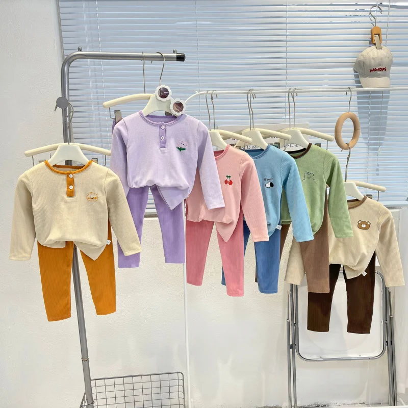 

Children's Pajamas Set for Girls Boys Home Clothing Outfits Baby Kids Thermal Underwear Long Johns Tops Pant 2Pcs Suit